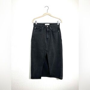 Abercrombie & Fitch High Rise Black Denim Front Slit Skirt Size 26